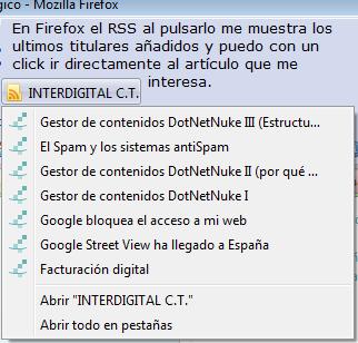 Detalle RSS en Firefox