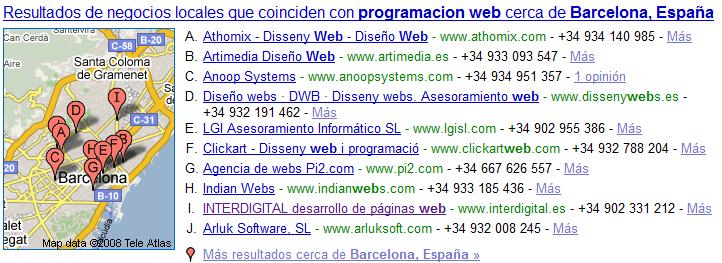 Resultado de negocios locales que coinciden con programación web cerca de barcelona