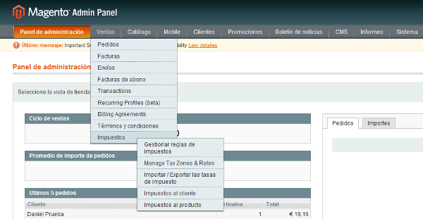 cambio IVA en magento