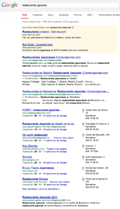 serps google ordenador