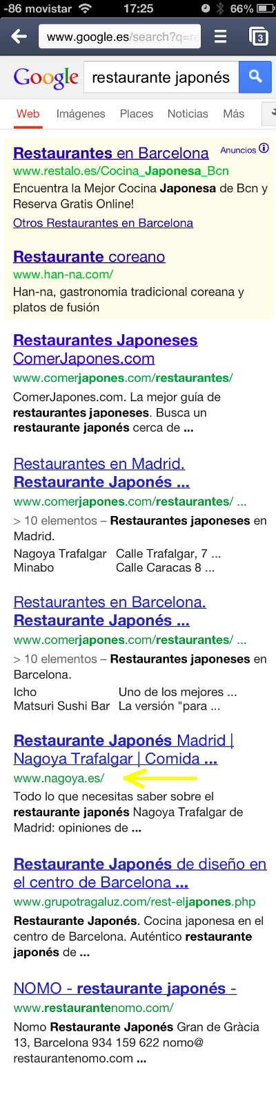 google serps en los moviles