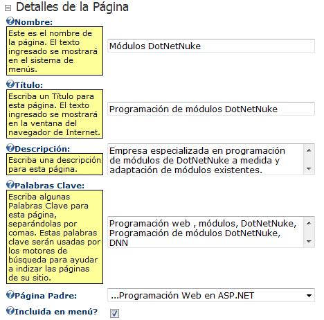 DotNetNuke posicionamiento web